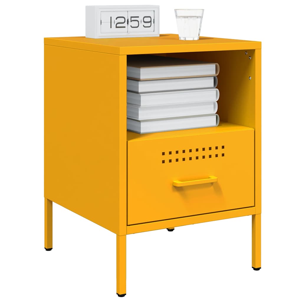 Vidaxl nachtkastjes 2 st 36x39x50,5 cm staal mosterdgeel