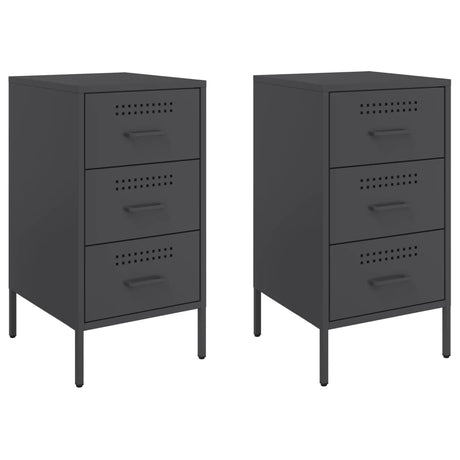 Vidaxl nachtkastjes 2 st 36x39x68 cm staal zwart