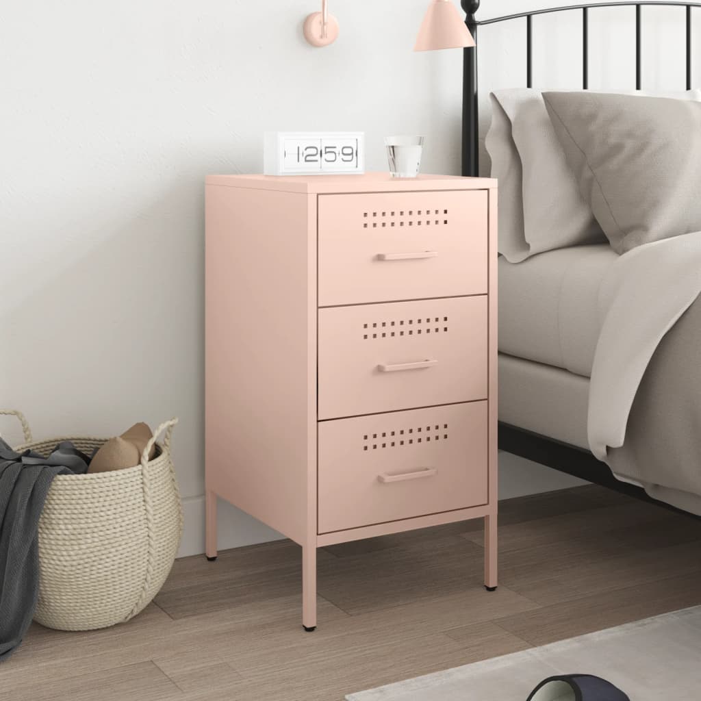 Vidaxl nachtkastje 36x39x68 cm staal roze