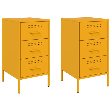Vidaxl nachtkastjes 2 st 36x39x68 cm staal mosterdgeel