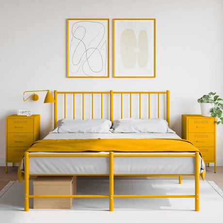 Vidaxl nachtkastjes 2 st 36x39x68 cm staal mosterdgeel