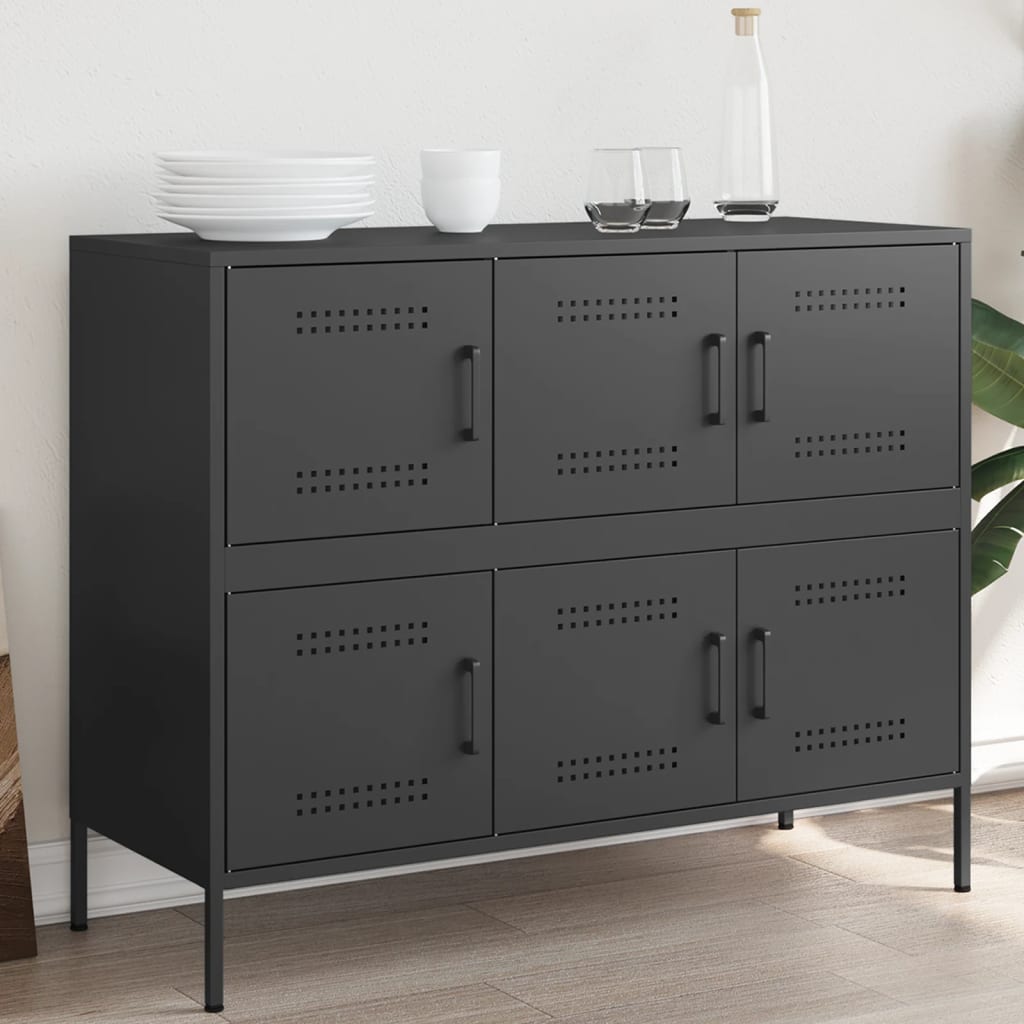 Vidaxl dressoir 100,5x39x79 cm staal zwart