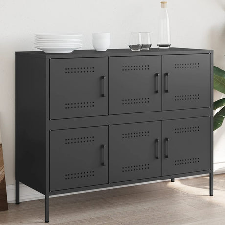 Vidaxl dressoir 100,5x39x79 cm staal zwart