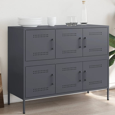 Vidaxl dressoir 100,5x39x79 cm staal antracietkleurig