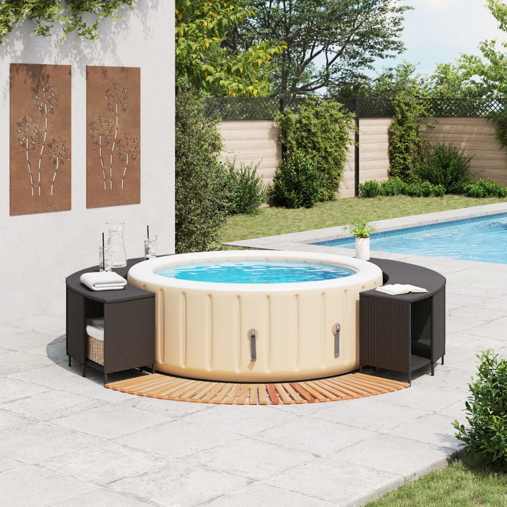 Vidaxl hottub-ombouw poly rattan en massief acaciahout zwart