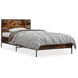 Vidaxl bedframe bewerkt hout en metaal gerookt eikenkleurig 90x200 cm
