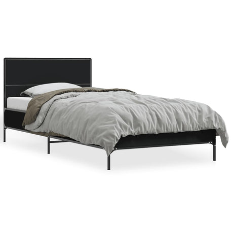 Vidaxl bedframe bewerkt hout en metaal zwart 75x190 cm