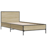 Vidaxl bedframe bewerkt hout en metaal sonoma eikenkleurig 90x190 cm