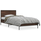 Vidaxl bedframe bewerkt hout en metaal bruin eikenkleurig 90x190 cm