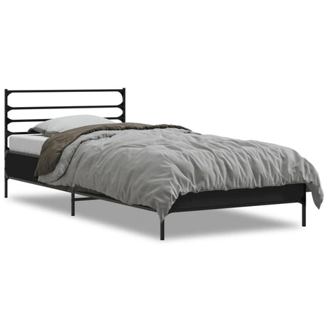 Vidaxl bedframe bewerkt hout en metaal zwart 90x200 cm