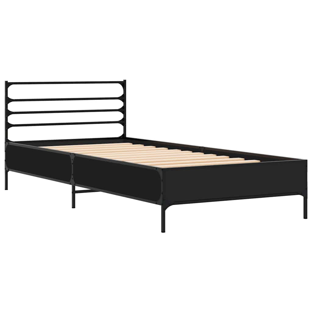Vidaxl bedframe bewerkt hout en metaal zwart 100x200 cm