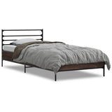 Vidaxl bedframe bewerkt hout en metaal bruin eikenkleurig 75x190 cm