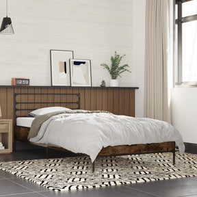 Vidaxl bedframe bewerkt hout en metaal gerookt eikenkleurig 90x190 cm