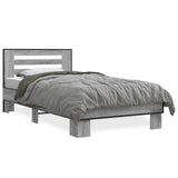 Vidaxl bedframe bewerkt hout en metaal grijs sonoma eiken 100x200 cm