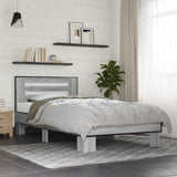 Vidaxl bedframe bewerkt hout en metaal grijs sonoma eiken 100x200 cm