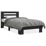 Vidaxl bedframe bewerkt hout en metaal zwart 75x190 cm