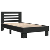 Vidaxl bedframe bewerkt hout en metaal zwart 75x190 cm
