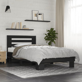 Vidaxl bedframe bewerkt hout en metaal zwart 75x190 cm
