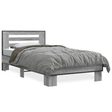 Vidaxl bedframe bewerkt hout en metaal grijs sonoma eiken 75x190 cm