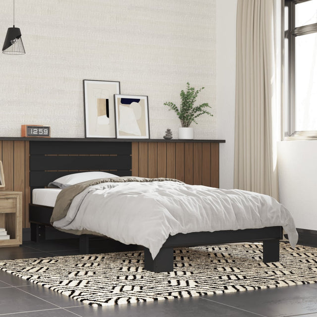 Vidaxl bedframe bewerkt hout en metaal zwart 90x200 cm