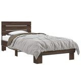 Vidaxl bedframe bewerkt hout en metaal bruin eikenkleurig 90x200 cm