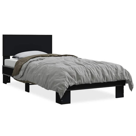 Vidaxl bedframe bewerkt hout en metaal zwart 75x190 cm