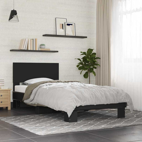 Vidaxl bedframe bewerkt hout en metaal zwart 75x190 cm