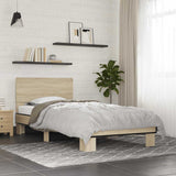 Vidaxl bedframe bewerkt hout en metaal sonoma eikenkleurig 75x190 cm