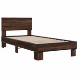Vidaxl bedframe bewerkt hout en metaal bruin eikenkleurig 75x190 cm