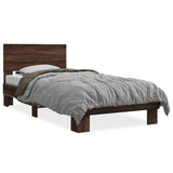 Vidaxl bedframe bewerkt hout en metaal bruin eikenkleurig 90x190 cm