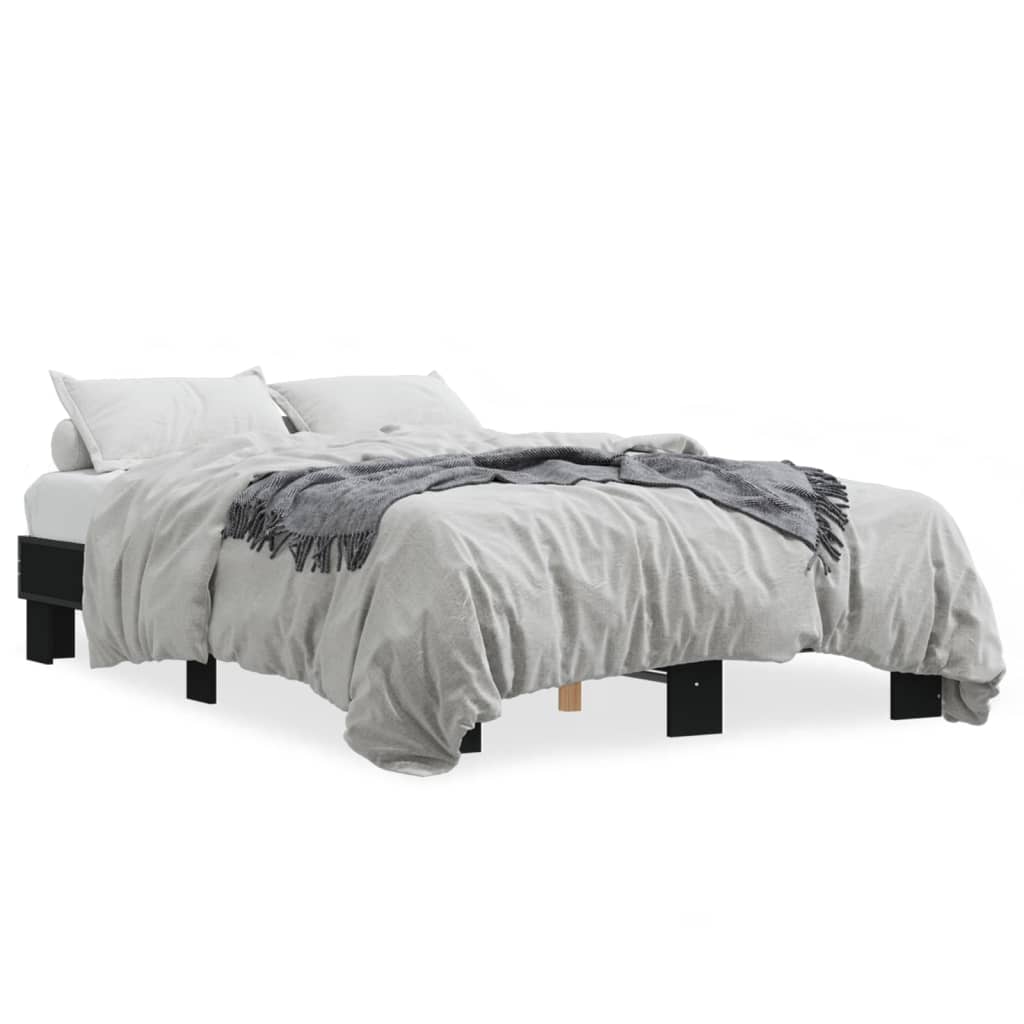 Vidaxl bedframe bewerkt hout metaal zwart 120x200 cm