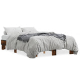 Vidaxl bedframe bewerkt hout metaal gerookt eikenkleurig 120x200 cm