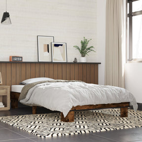 Vidaxl bedframe bewerkt hout en metaal gerookt eikenkleurig 100x200 cm