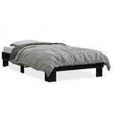 Vidaxl bedframe bewerkt hout en metaal zwart 90x190 cm