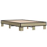 Vidaxl bedframe bewerkt hout metaal sonoma eikenkleurig 120x190 cm
