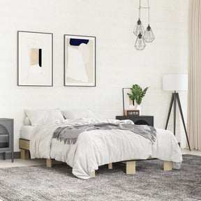 Vidaxl bedframe bewerkt hout metaal sonoma eikenkleurig 120x190 cm