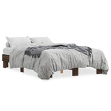 Vidaxl bedframe bewerkt hout metaal bruin eikenkleur 135x190 cm