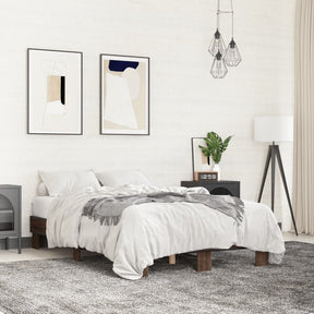Vidaxl bedframe bewerkt hout metaal bruin eikenkleur 135x190 cm