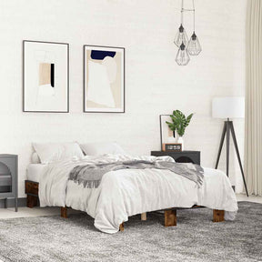 Vidaxl bedframe bewerkt hout metaal gerookt eikenkleurig 140x190 cm