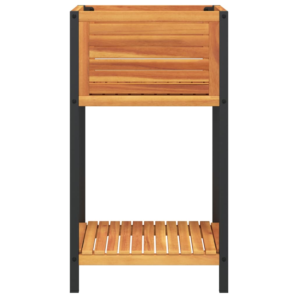 Vidaxl plantenbak met schap 45x45x80 cm massief acaciahout en staal