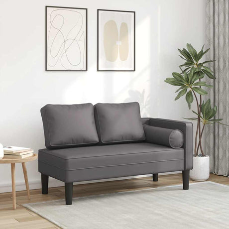 Vidaxl chaise longue met kussens kunstleer grijs