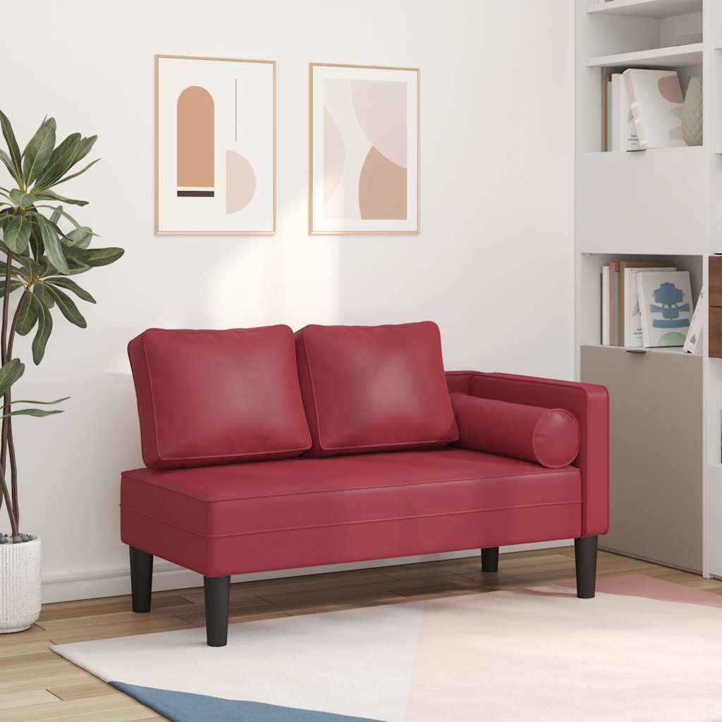 Vidaxl chaise longue met kussens kunstleer wijnrood