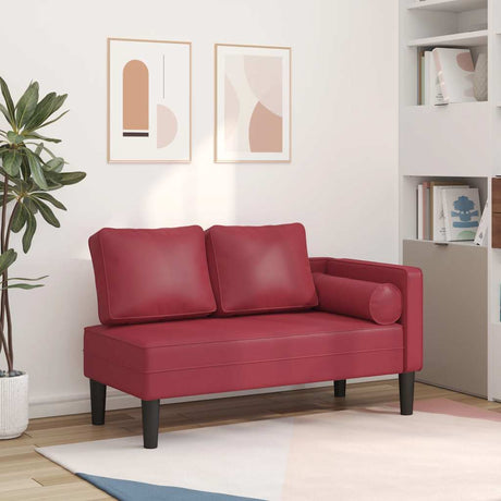 Vidaxl chaise longue met kussens kunstleer wijnrood