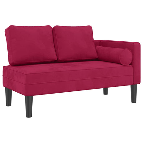 Vidaxl chaise longue met kussens fluweel wijnrood