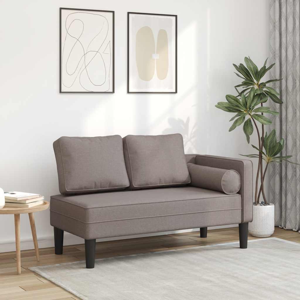 Vidaxl chaise longue met kussens stof taupe
