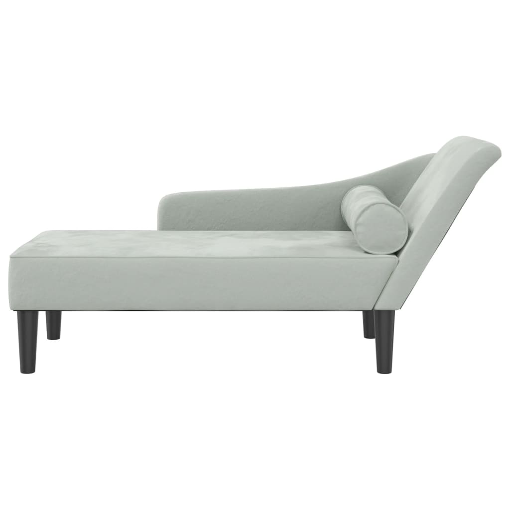 Vidaxl chaise longue met kussens fluweel lichtgrijs