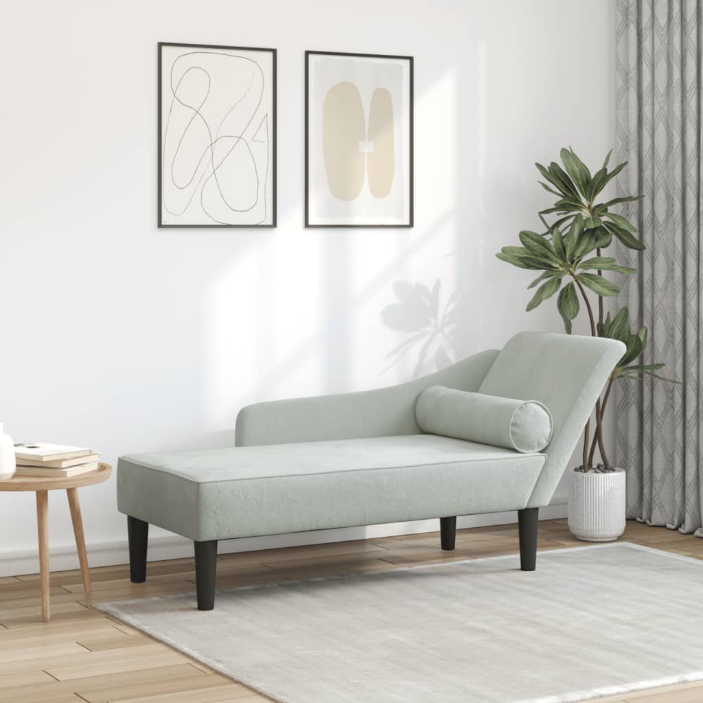 Vidaxl chaise longue met kussens fluweel lichtgrijs