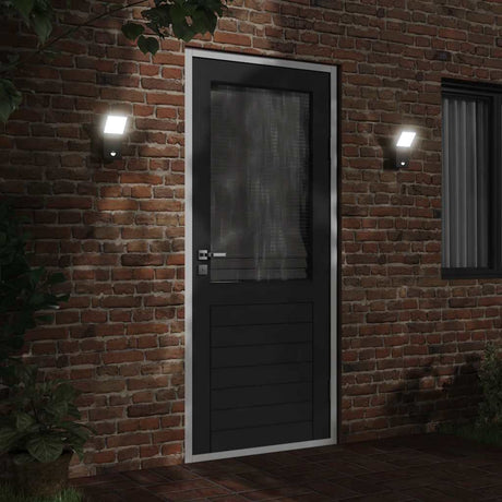 Vidaxl buitenwandlampen 2 st led met sensors gegoten aluminium zwart