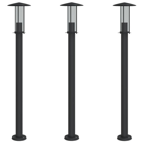 Vidaxl vloerlamp voor buiten 3 st 100 cm roestvrij staal zwart