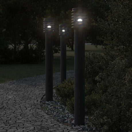 Vidaxl vloerlamp voor buiten 3 st 110 cm roestvrijstaal zwart